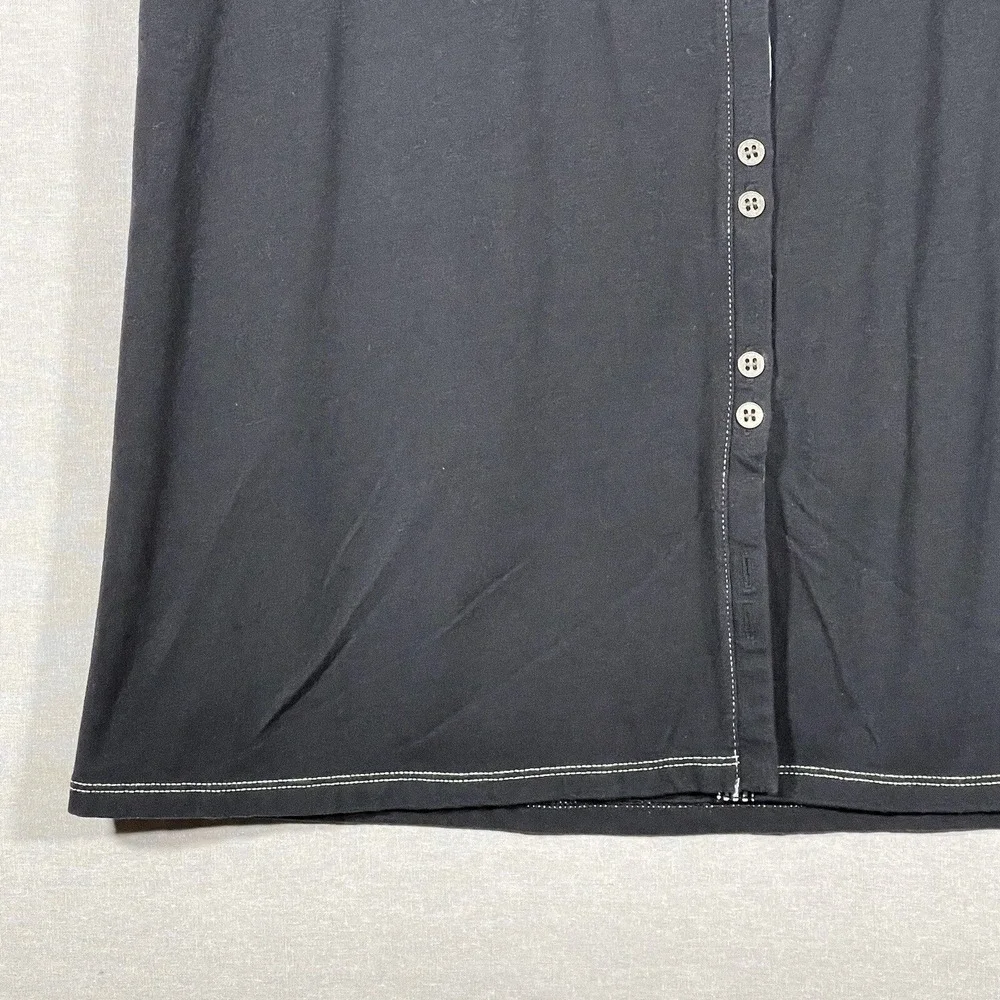 Soma Pajama Top Women Large Dark Grey Excellent Button Front Contrast Stitch